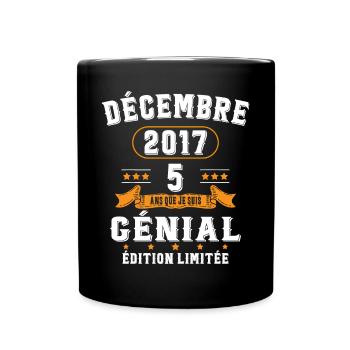 5 Ans Anniversaire Vintage Né(e) en Décembre 2017 - Mug uni - noir - Devant