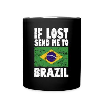 Brasilien Flagge Spruch - Tasse einfarbig - Schwarz - Vorne