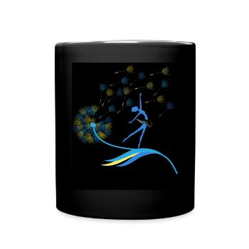 Pissenlit Fille Ukraine Liberté Drapeau ukrainien - Mug uni - noir - Devant