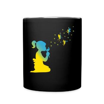 Pissenlit Fille Ukraine Liberté Drapeau ukrainien - Mug uni - noir - Devant