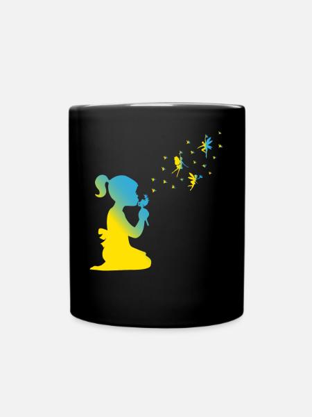 Dandelion Girl Ukraine Freiheit Ukrainische Flagge - Tasse einfarbig - Schwarz