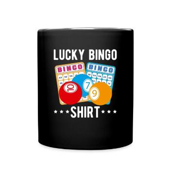 Lucky Bingo Shirt Geschenk - Tasse einfarbig - Schwarz - Vorne
