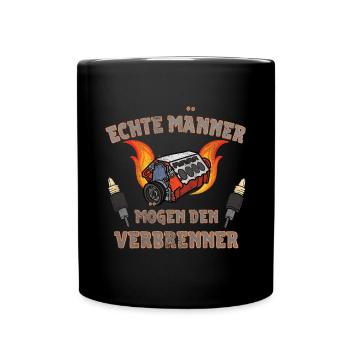 Echte Männer mögen den Verbrenner Shirt - Tasse einfarbig - Schwarz - Vorne
