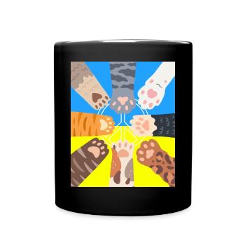 Signe de paix Cat Paws Drapeau ukrainien - Mug uni - noir - Devant