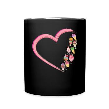 Ice Cream Heart Cone Popsicle - Full Colour Mug - black - Front