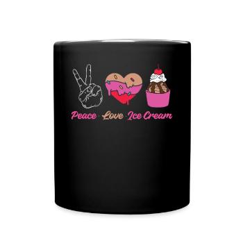 Cône de crème glacée Peace Love Ice - Mug uni - noir - Devant