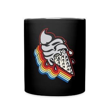Ice Cream Retro Vintage Cone - Full Colour Mug - black - Front