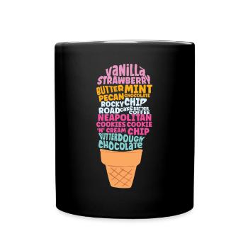 Ice Cream Word Cloud Cone Sundae - Full Colour Mug - black - Front