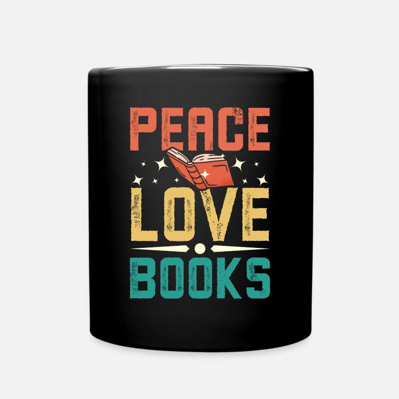 Peace, love, books - Tasse einfarbig - Schwarz