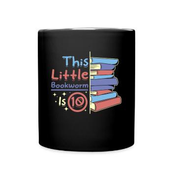 This little bookworm is 10 - Tasse einfarbig - Schwarz - Vorne