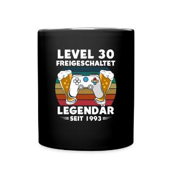 30.Geburtstag Gamer Level 30 freigeschaltet Bier - Tasse einfarbig - Schwarz - Vorne