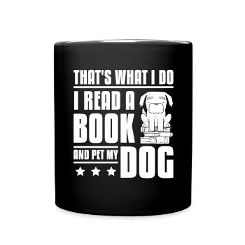 Lisez un livre et caressez un chien - Mug uni - noir - Devant