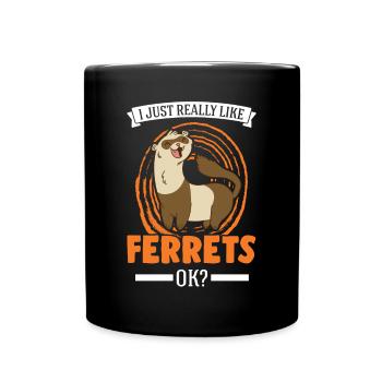 J’aime beaucoup Ferrets Frettchen - Mug uni - noir - Devant