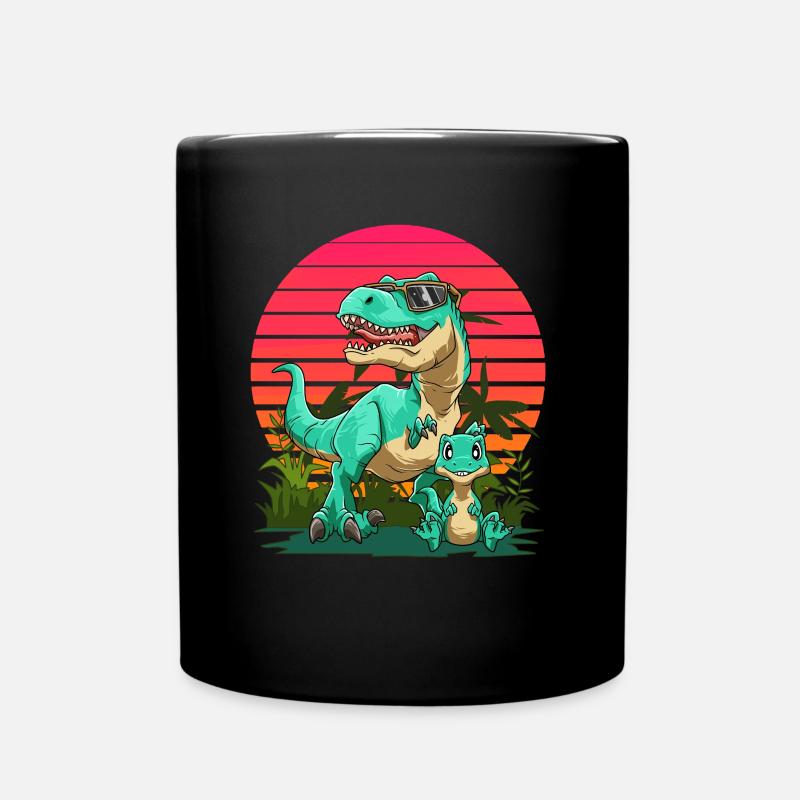 Papasaurus Dadasaurus - Cooler Vater-Sohn-T-Rex - Tasse einfarbig - Schwarz