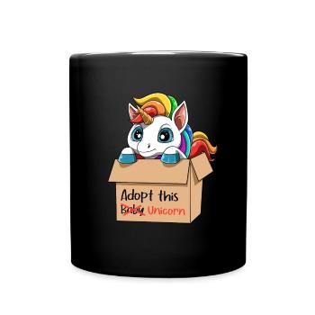 Adoptieren Sie dieses Baby-Einhorn - Super süßes - Tasse einfarbig - Schwarz - Vorne