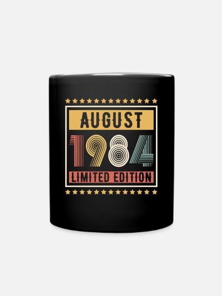 Vintage August 1984 Limited Edition Birthday - Full Colour Mug - black