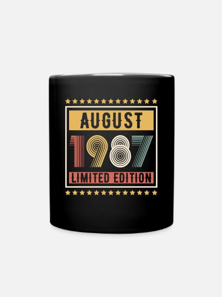 Vintage August 1987 Limited Edition Birthday - Full Colour Mug - black