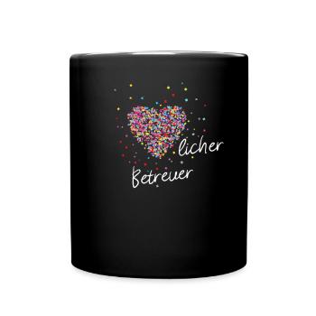 Herzliche Betreuung Herz für Pflegekräfte - Tasse einfarbig - Schwarz - Vorne