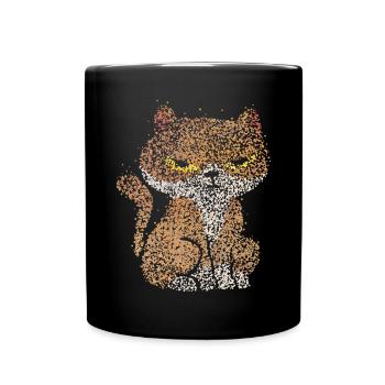 Katze Morgenmuffel Katzenmama Katzenpapa - Tasse einfarbig - Schwarz - Vorne