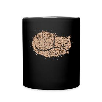 House Tiger Tired Pussy Kitten Sleeping Shirt - Full Colour Mug - black - Front