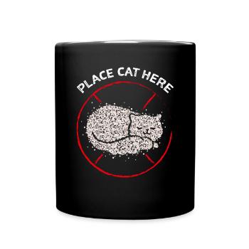 Katzenpapa Katzenhaare Katzenbesitzer Katzenfreund - Tasse einfarbig - Schwarz - Vorne