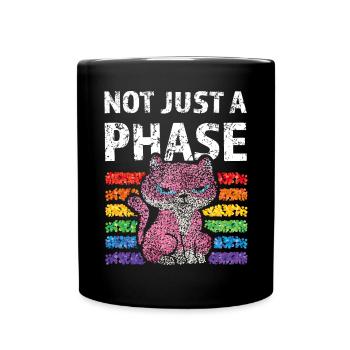 Not just a phase Rainbow Lgbtq Pride Cats - Full Colour Mug - black - Front