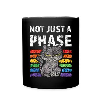 Regenbogen Not just a Phase Pride Katzen Schwul - Tasse einfarbig - Schwarz - Vorne