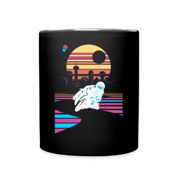 Motorradfahrer Motorcycle Moped Vaporwave Motorrad - Tasse einfarbig - Schwarz - Vorne