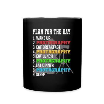 Photo plan for the day Camera-Photographer-Daily Schedule - Full Colour Mug - black - Front