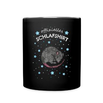 Offizielles Schlafshirt Morgenmuffel Maus Haustier - Tasse einfarbig - Schwarz - Vorne