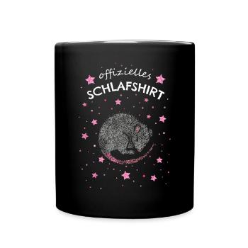 Offizielles Schlafshirt Mäusebesitzer Ratten - Tasse einfarbig - Schwarz - Vorne