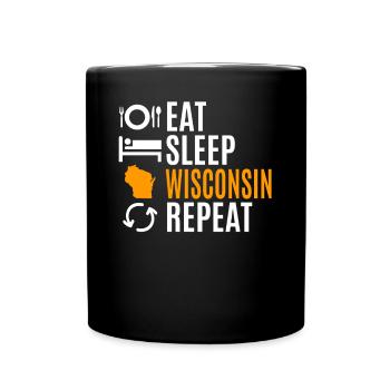 Eat Sleep Wisconsin Repeat Gift - Full Colour Mug - black - Front