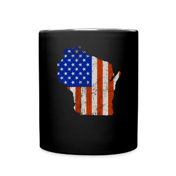 Wisconsin Home Usa flag gift - Full Colour Mug - black - Front
