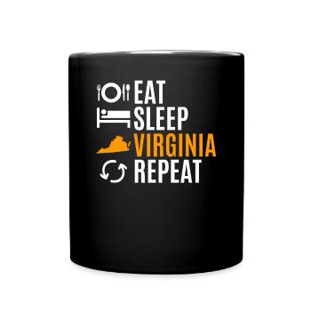 Eat Sleep Virginia Repeat Gift - Full Colour Mug - black - Front