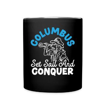 Colomb met les voiles et conquiert Christophe Colomb - Mug uni - noir - Devant