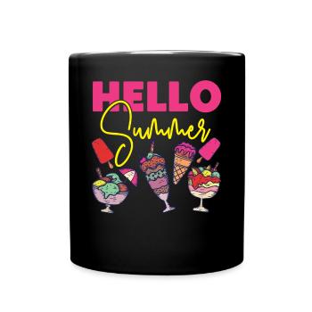 Ice Cream Cone Popsicle Hello - Full Colour Mug - black - Front
