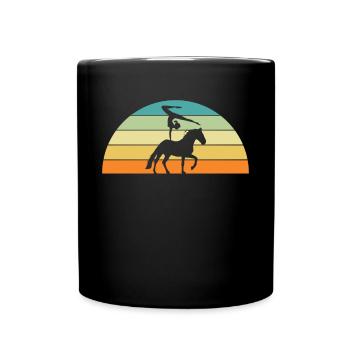 Vintage Retro Horse Vaulting Voltagieren - Tasse einfarbig - Schwarz - Vorne