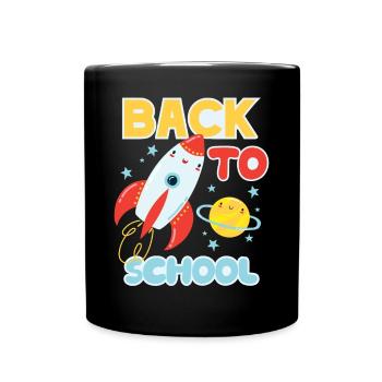 Rakete zur Schuleinführung Einschulung Schulanfang - Tasse einfarbig - Schwarz - Vorne