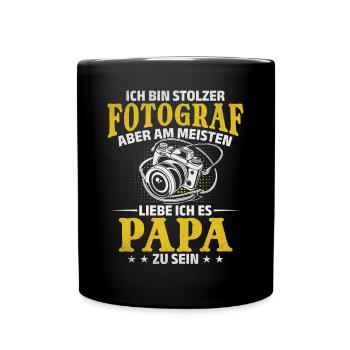 Fotokamera Kamera Fotografie Fotografen Papa - Tasse einfarbig - Schwarz - Vorne