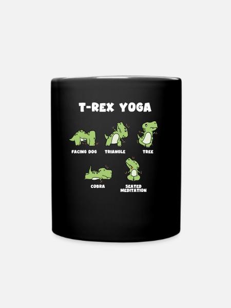 T rex Yoga gift - Full Colour Mug - black