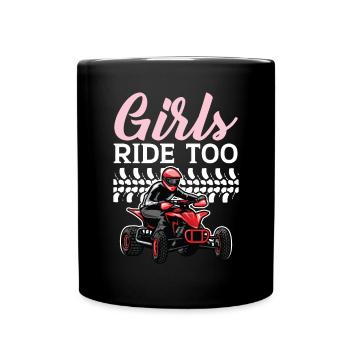 Mädchen fahren auch Quad Princess Quad Bike Offroading - Tasse einfarbig - Schwarz - Vorne