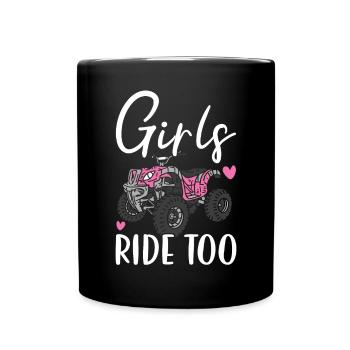 Mädchen fahren auch Quad Princess Quad Bike Offroading - Tasse einfarbig - Schwarz - Vorne