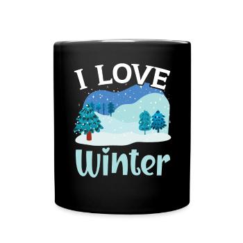 I Love Winter Snow Snowy Climate Winter Season - Full Colour Mug - black - Front