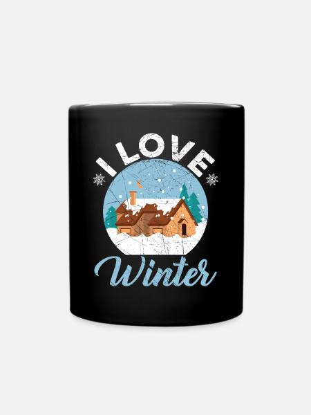 Ich liebe Winterschnee Schnee Schnee Wintersaison - Tasse einfarbig - Schwarz
