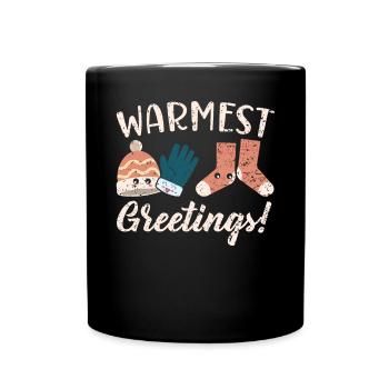 Warmest Greetings Snow Snowy Climate Winter Season - Full Colour Mug - black - Front