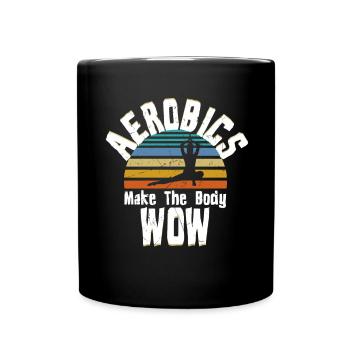 Aerobics Make The Body Wow Vintage Distressed - Full Colour Mug - black - Front