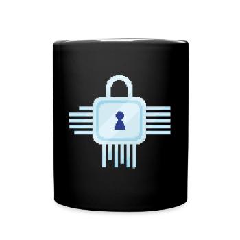 Retro Pixel IT Schloss - Tasse einfarbig - Schwarz - Vorne