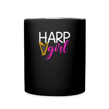 Harp girl, musical instrument Harpist - Full Colour Mug - black - Front