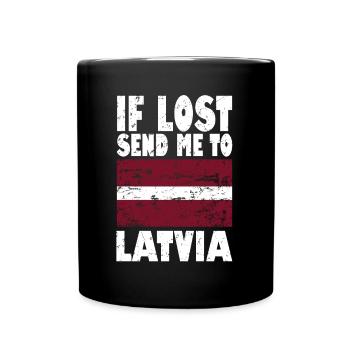 Latvia Flag Slogan - Full Colour Mug - black - Front