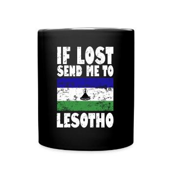 Lesotho Flagge Spruch - Tasse einfarbig - Schwarz - Vorne